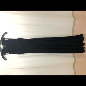 Black cotton maxi halter dress